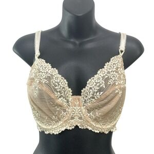 Wacoal Lace Bra 34DD Beige Floral Lined Underwire Adjustable